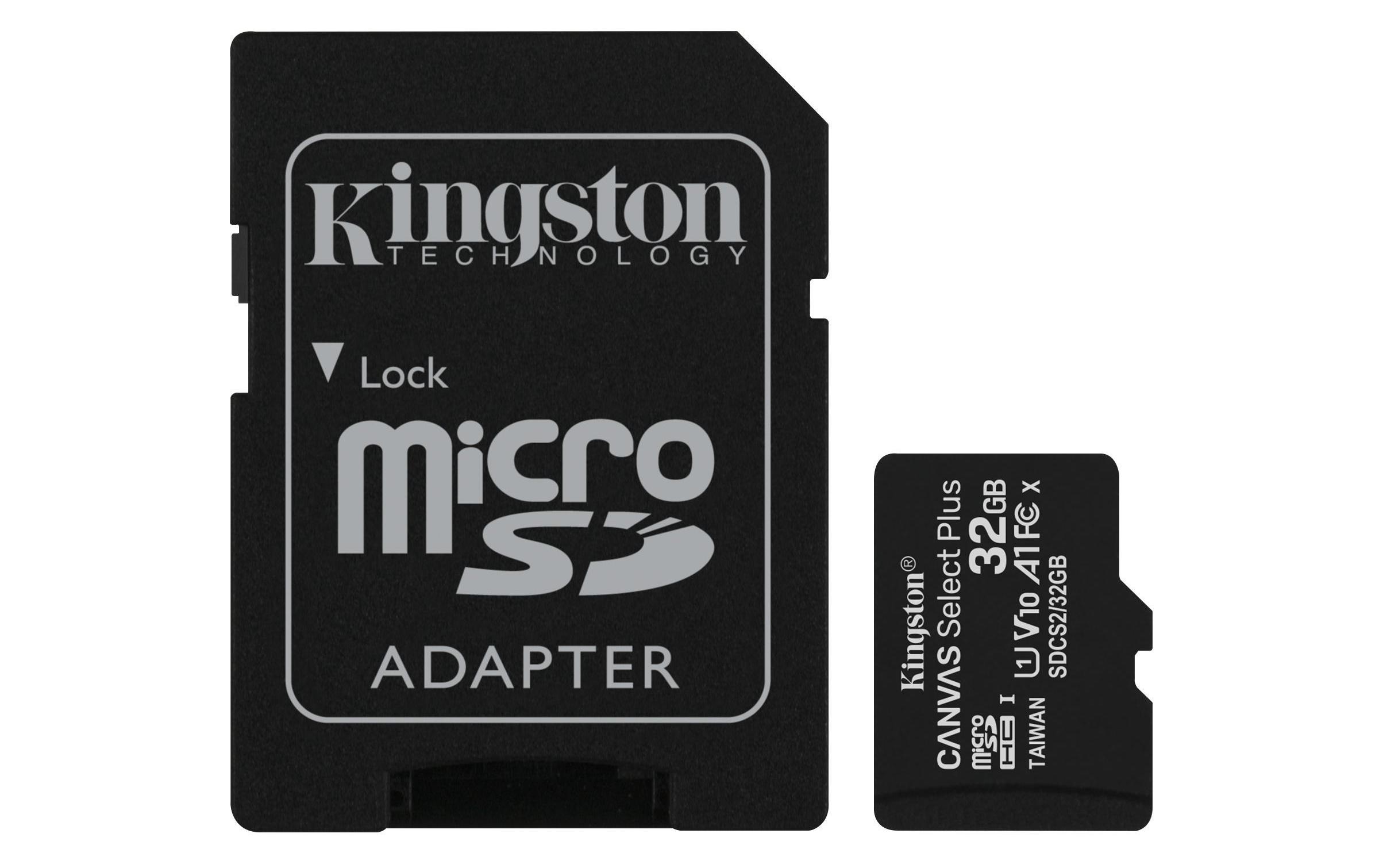32 GB microSDHC-Card inkl. Adapter auf SD-Card, Kingston