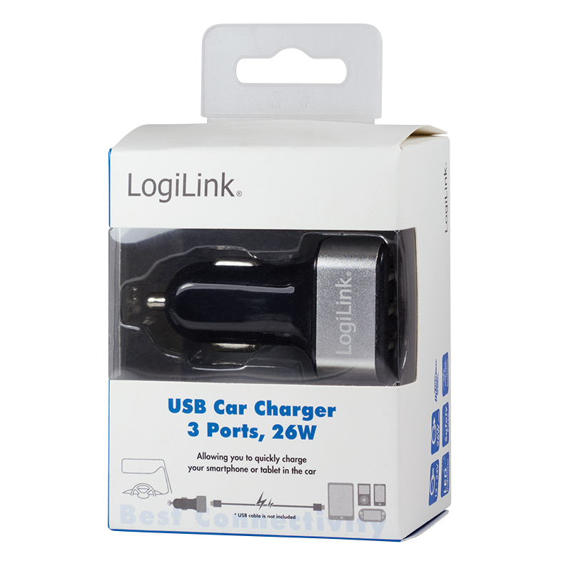 USB Auto-Netzteil, 3 x USB-Port, 25.5W