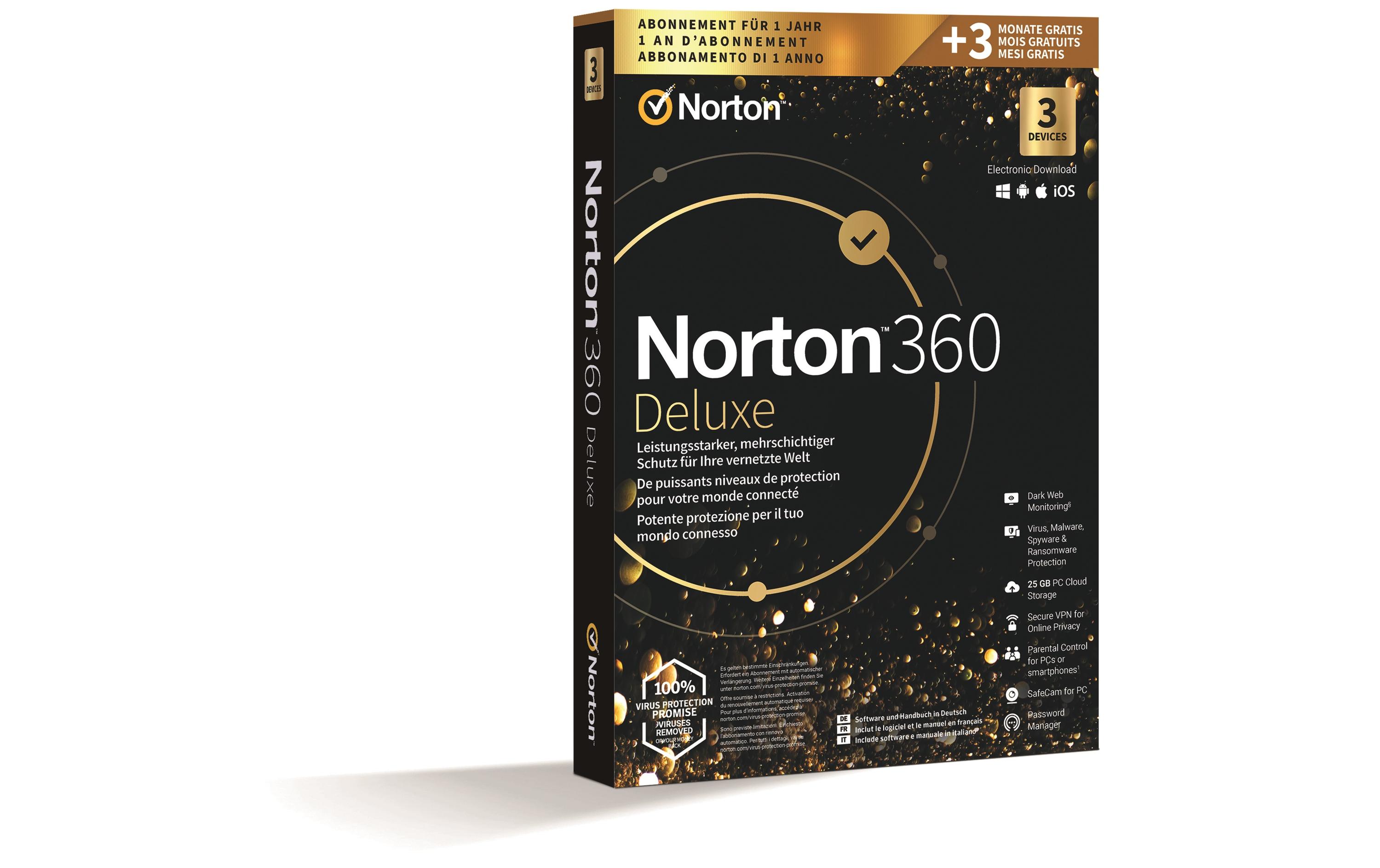 Norton 360 Deluxe GOLD Edition für 3 Geräte, 15 Monate