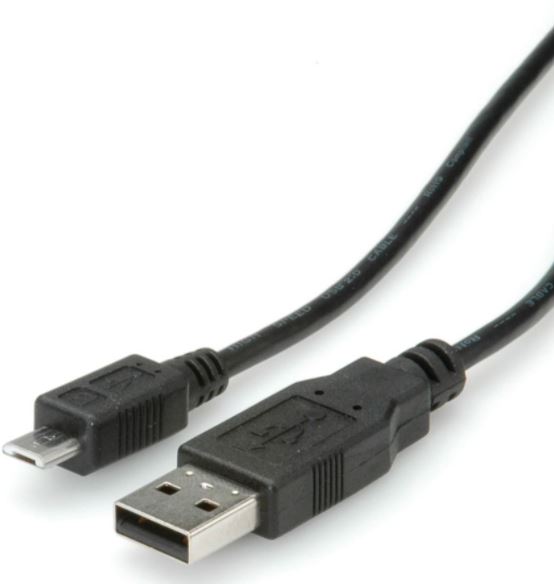 USB Kabel mit Micro-Stecker, 1.8 m, schwarz