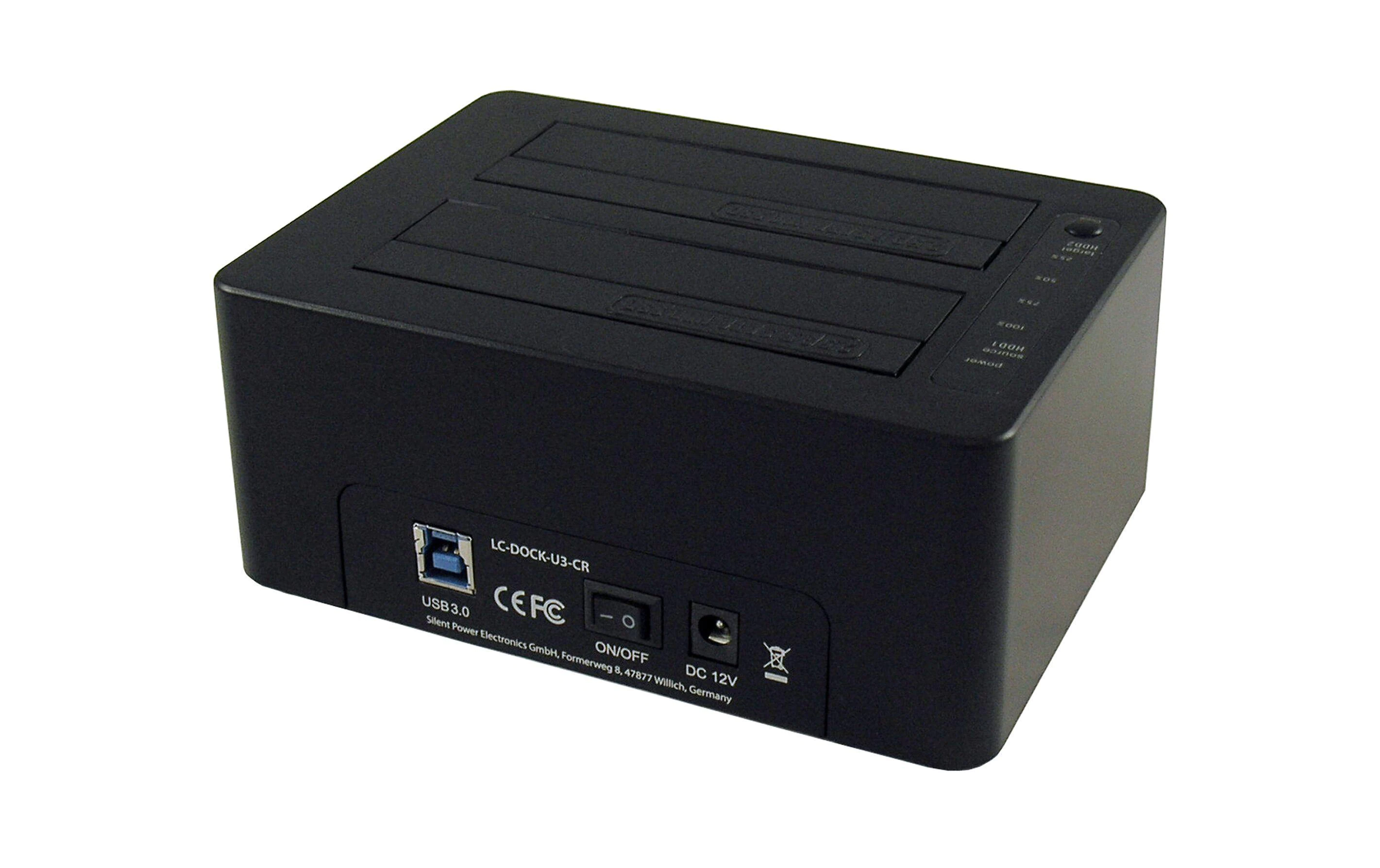 USB 3.0 SATA Docking + Klonstation für 2 S-ATA Harddisks (2.5 und 3.5 Zoll)