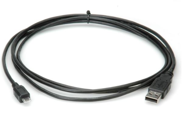 USB Kabel mit Micro-Stecker, 1.8 m, schwarz