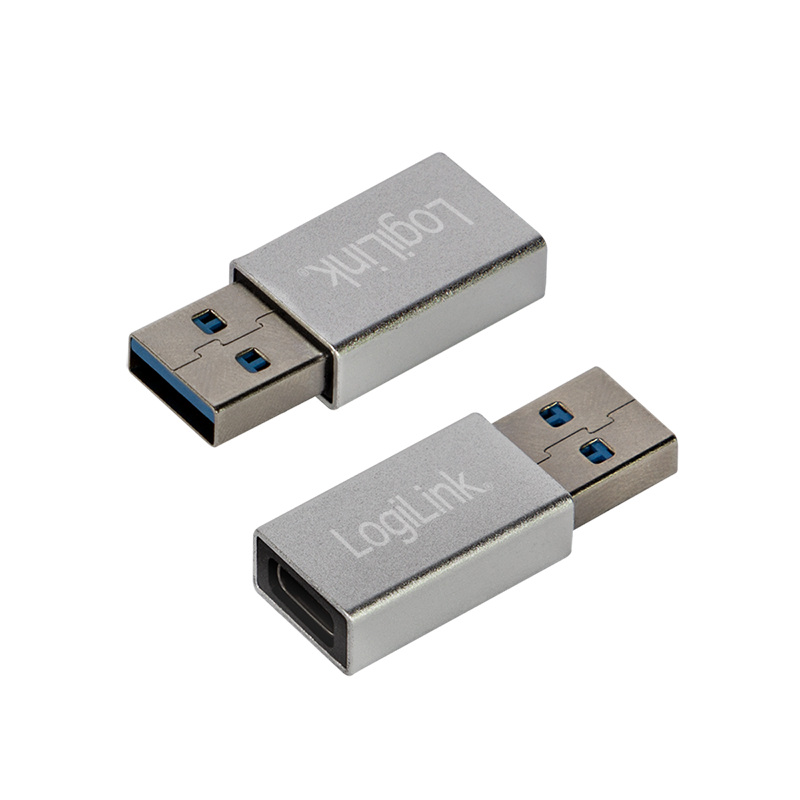 Logilink USB 3.2 Gen1 Type-C-Adapter, USB-A/M zu USB-C/F, silber