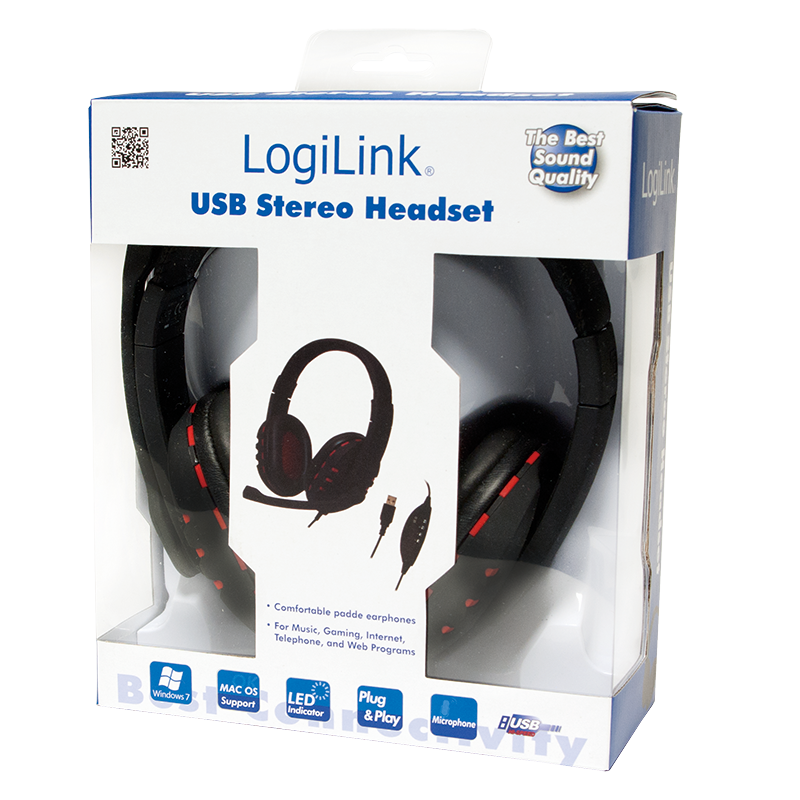 Kopfhörer mit Mikrofon (Headset), USB, Logilink HS0033