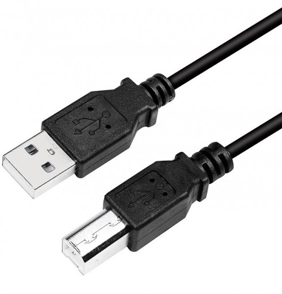 USB 2.0 Kabel, A - B, schwarz, 3 Meter
