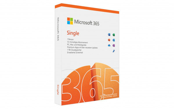 Microsoft 365 Single, 1 Jahres-Lizenz, deutsch, ESD
