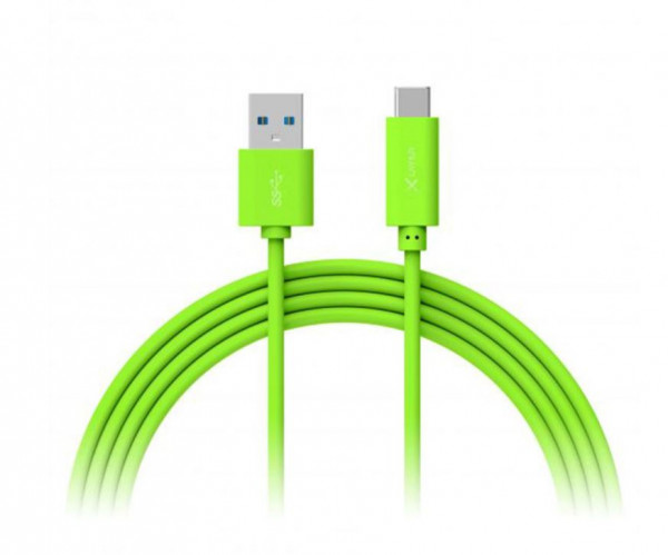 USB 3.0 Kabel, C-Stecker - A-Stecker, 1.0 m, Xlayer, grün