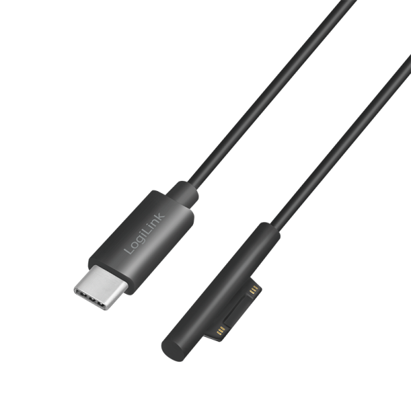 Logilink USB 3.2 Gen 1-Kabel, USB-C/M zu Surface/M (90°), PD, schwarz, 1,8 m