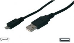 USB Kabel mit Micro-Stecker, 3.0 m, schwarz
