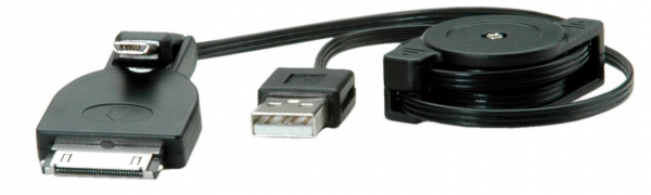 USB Kabel mit Micro-Stecker + Adapter für Galaxy Tab, 0.7 m