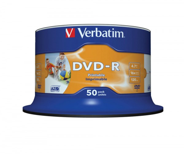 DVD-R 4.7 GB, 16x, 50er Spindel, bedruckbar, Verbatim