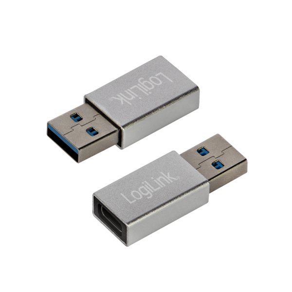Logilink USB 3.2 Gen1 Type-C-Adapter, USB-A/M zu USB-C/F, silber